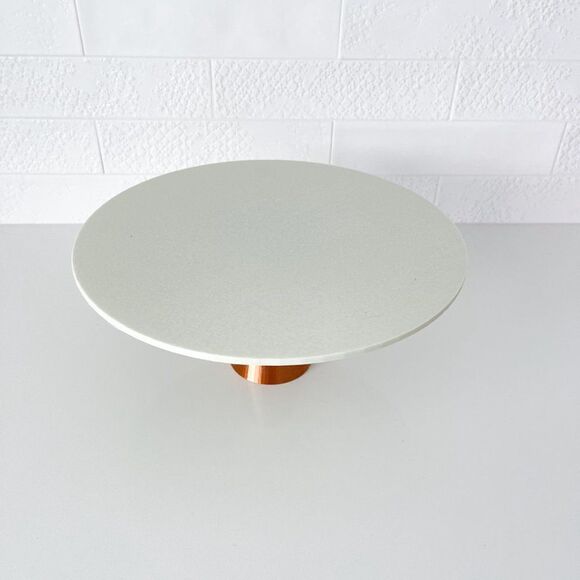 Miniature Patio Table 6 Chairs Bone White Copper Large Round 1:6 Scale Dollhouse - Picture 7 of 8